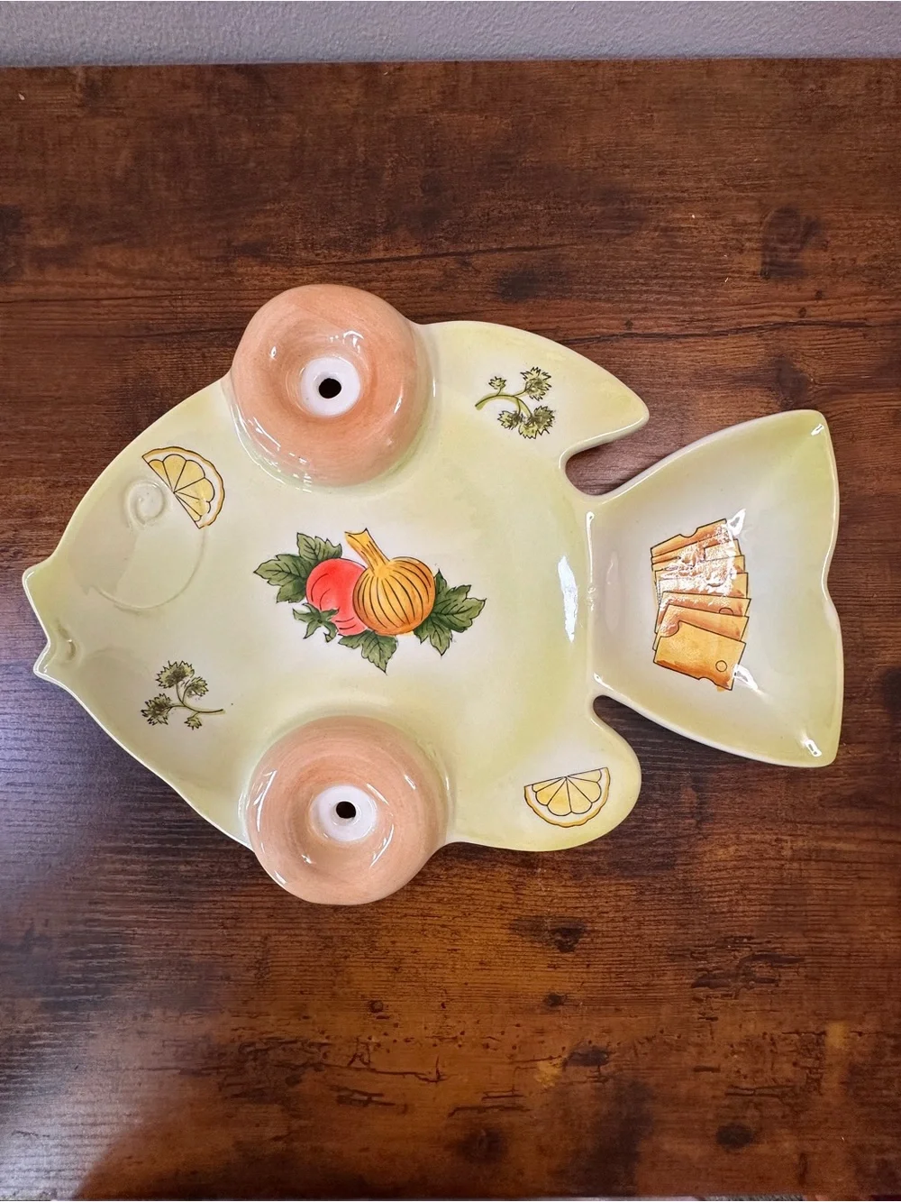 Rare Vintage MCM Ceramic Fish Serving Platter – Bagels, Lox & Cheese Tray